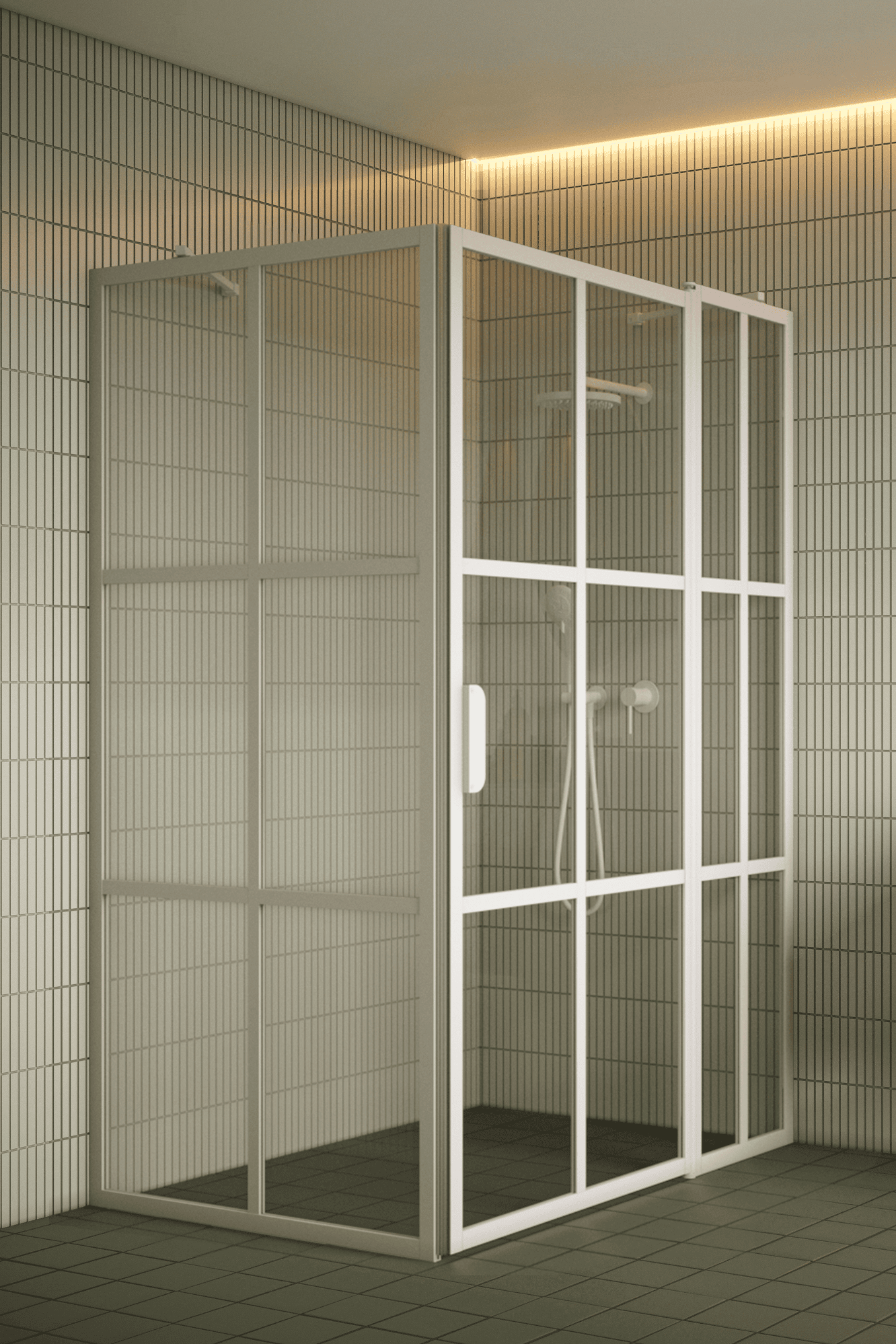 Shower enclosure Hietakari Bläk 766 Paris, fixed wall + hinged door with fixed part