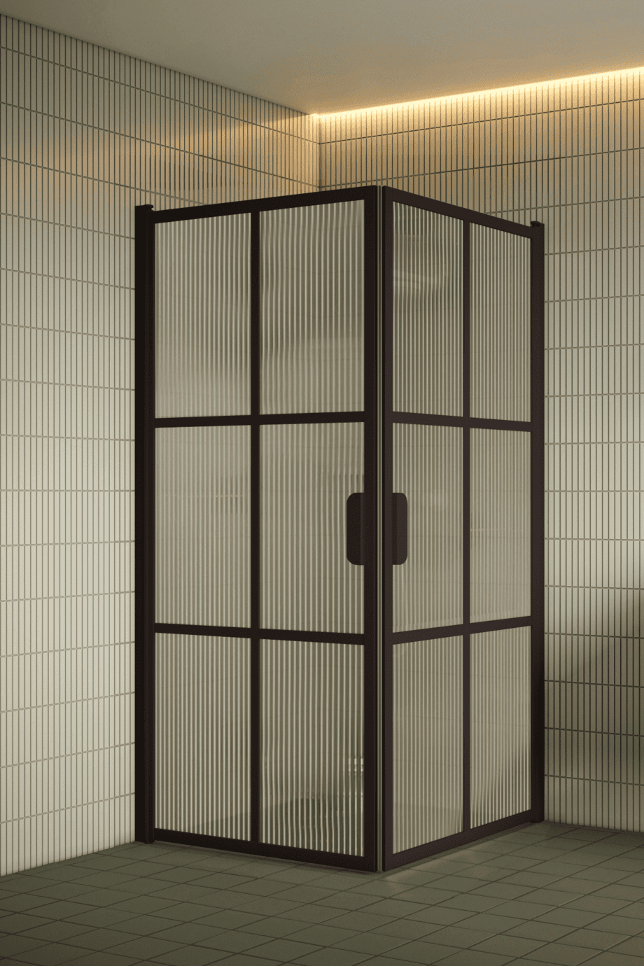 Shower enclosure Hietakari Bläk 767 Paris, Cocoa frame, reeded glass Shower enclosure Hietakari Bläk 767 Paris, Cocoa frame, reeded glass