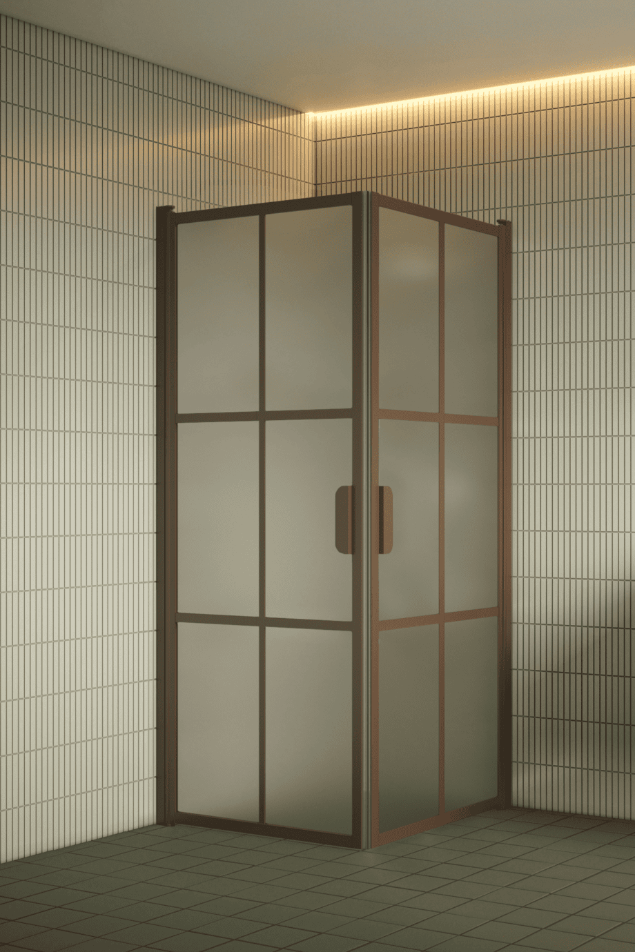 Shower enclosure Hietakari Bläk 767 Paris, Mocha frame, satin frosted glass Shower enclosure Hietakari Bläk 767 Paris, Mocha frame, satin frosted glass