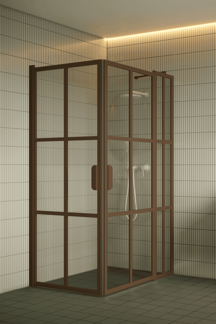 Shower enclosure Hietakari Bläk 768 Paris, Mocha frame, clear glass Shower enclosure Hietakari Bläk 768 Paris, hinged door + hinged door with fixed part – 6