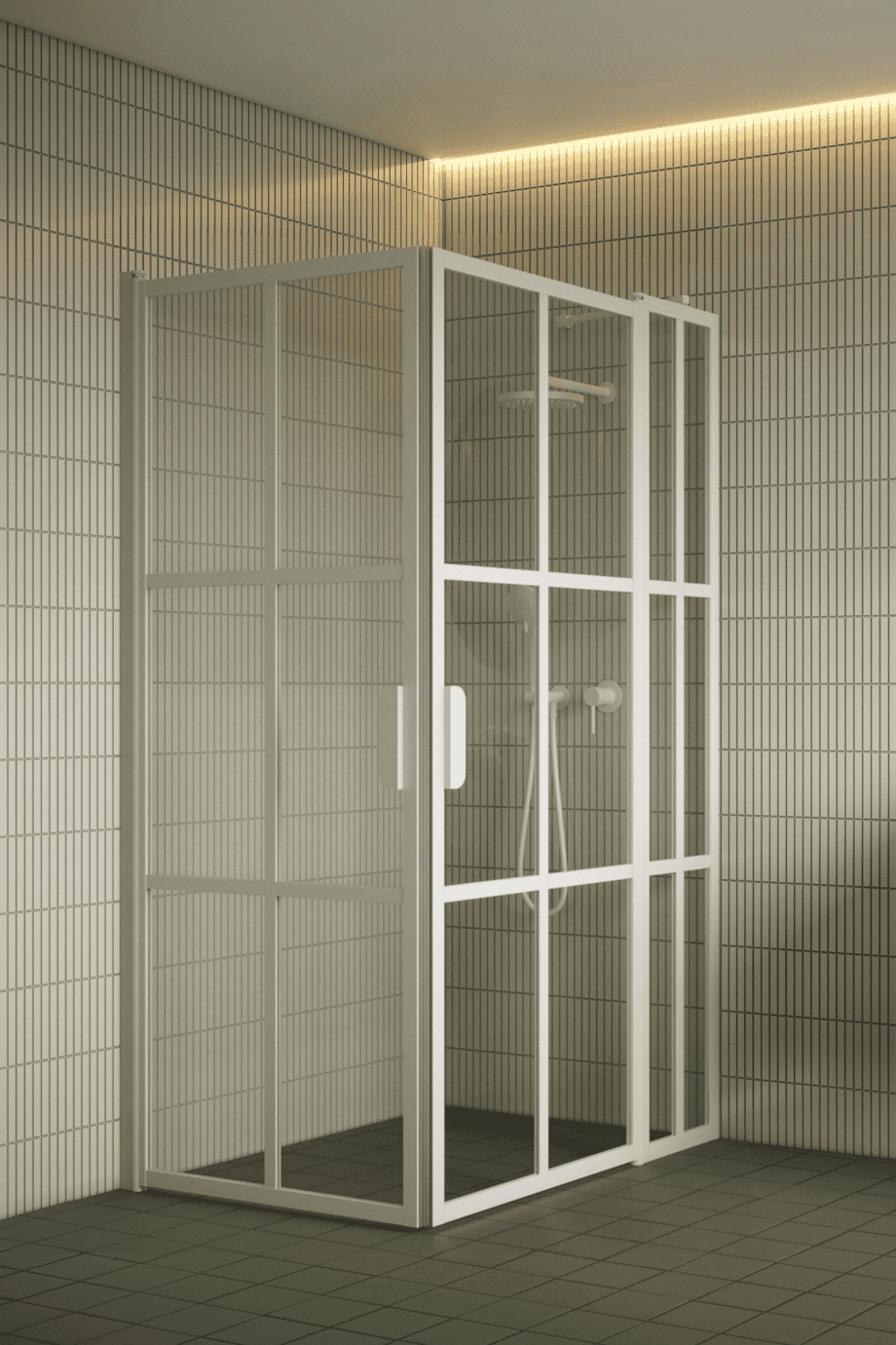 Shower enclosure Hietakari Bläk 768 Paris, white frame, clear glass Shower enclosure Hietakari Bläk 768 Paris, hinged door + hinged door with fixed part