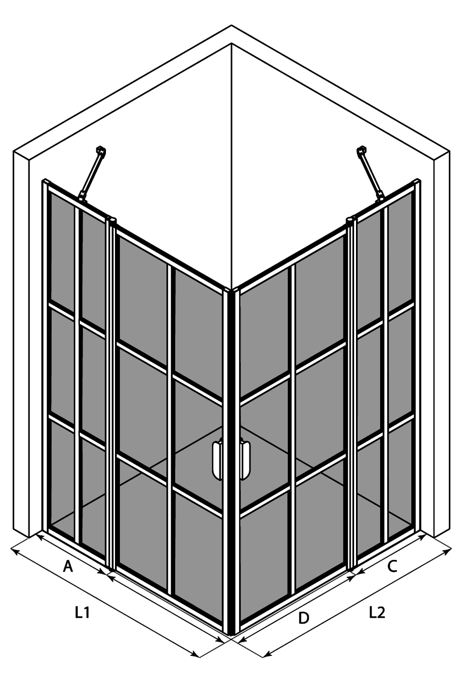 Shower enclosure Hietakari Bläk 769 Paris – 3D drawing Shower enclosure Hietakari Bläk 769 Paris – 3D drawing