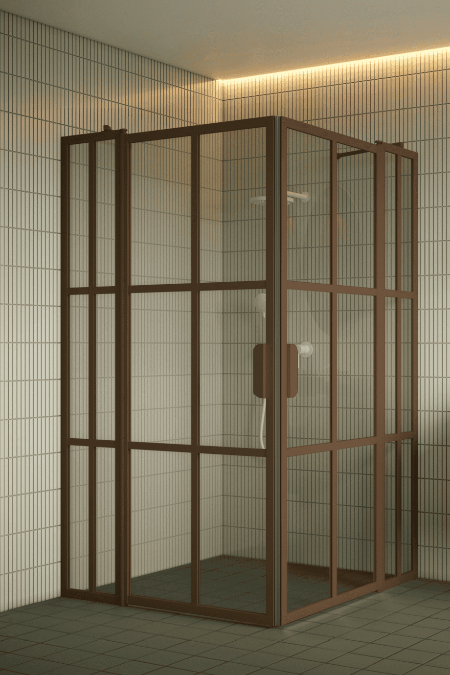 Shower enclosure Hietakari Bläk 769 Paris, Mocha frame, reeded glass Shower enclosure Hietakari Bläk 769 Paris, Mocha frame, reeded glass