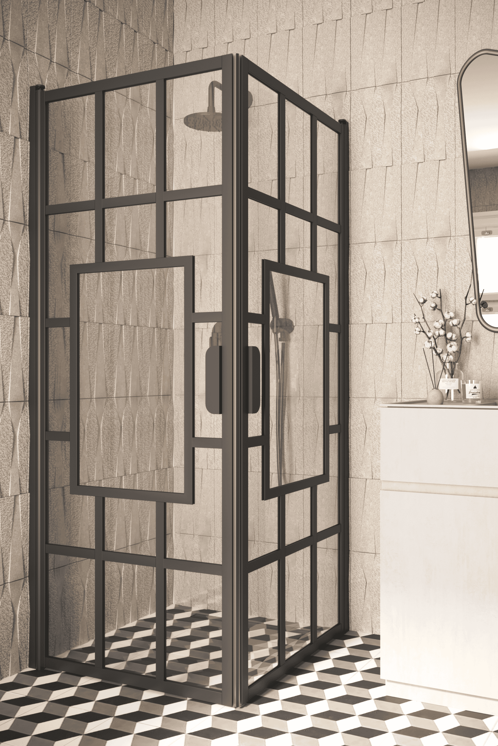 Shower enclosure Hietakari Bläk 802 Shanghai, hinged door + hinged door – 6