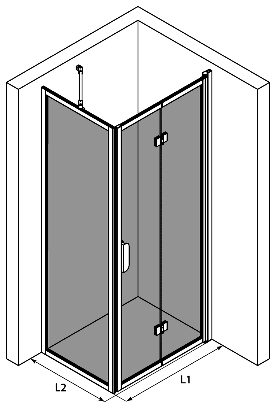 Shower enclosure Hietakari Bläk 887 New York, fixed wall + folding door – 3