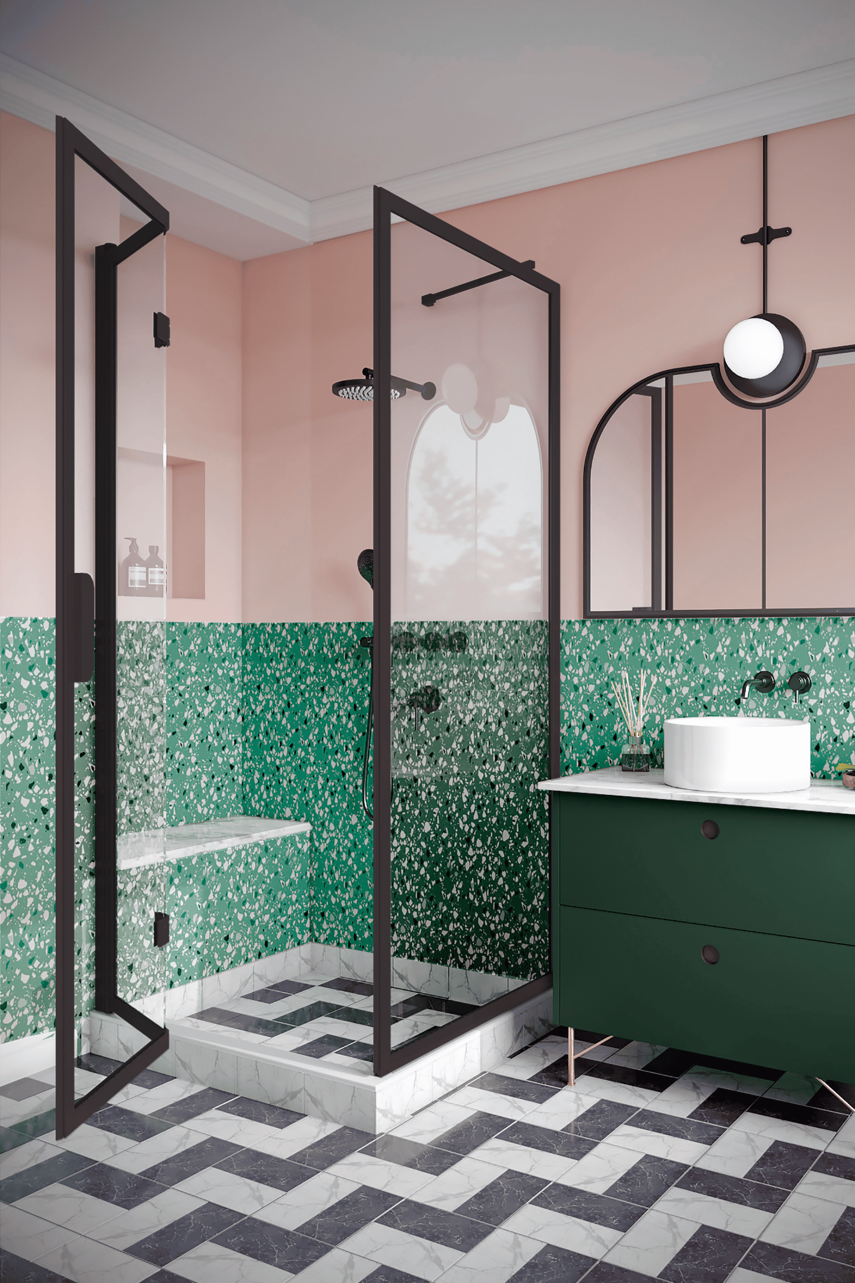 Shower enclosure Hietakari Bläk 887 New York, fixed wall + folding door – 7