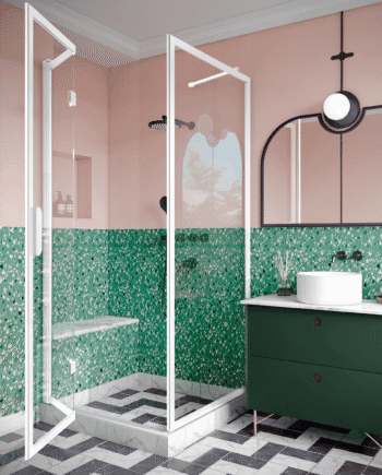 Shower enclosure Hietakari Bläk 887 New York, fixed wall + folding door