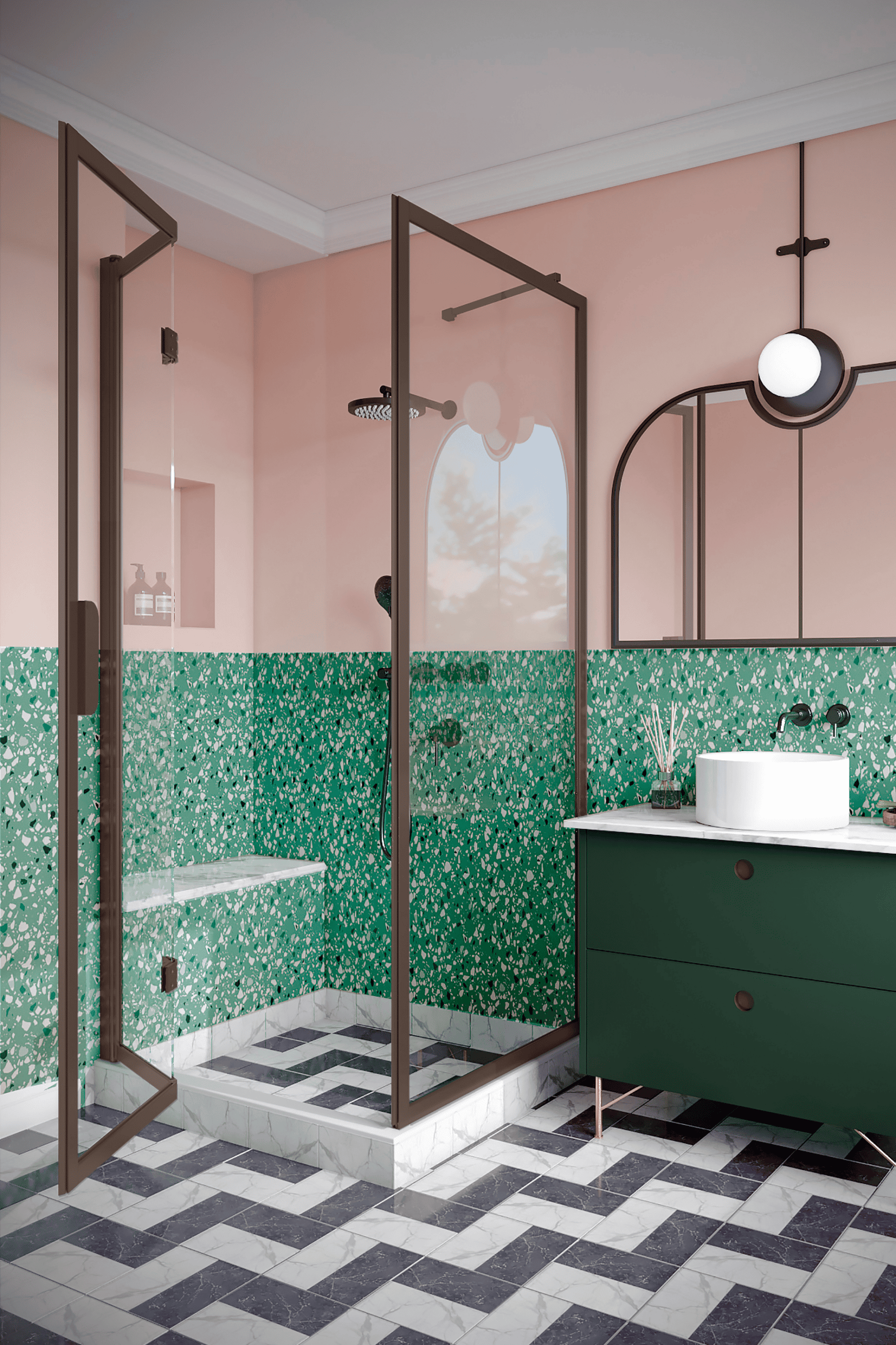 Shower enclosure Hietakari Bläk 887 New York, fixed wall + folding door – 6