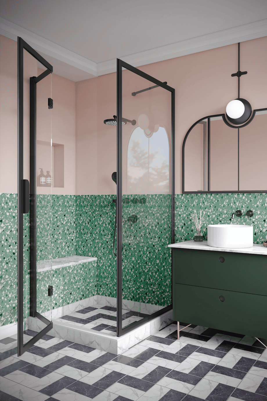 Shower enclosure Hietakari Bläk 887 New York, black frame, grey tinted glass Shower enclosure Hietakari Bläk 887 New York, black frame, grey tinted glass