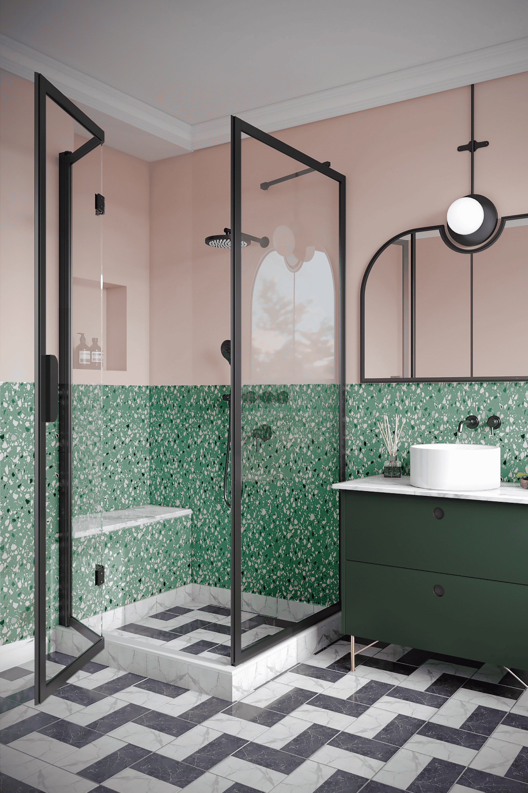 Shower enclosure Hietakari Bläk 887 New York, fixed wall + folding door – 4