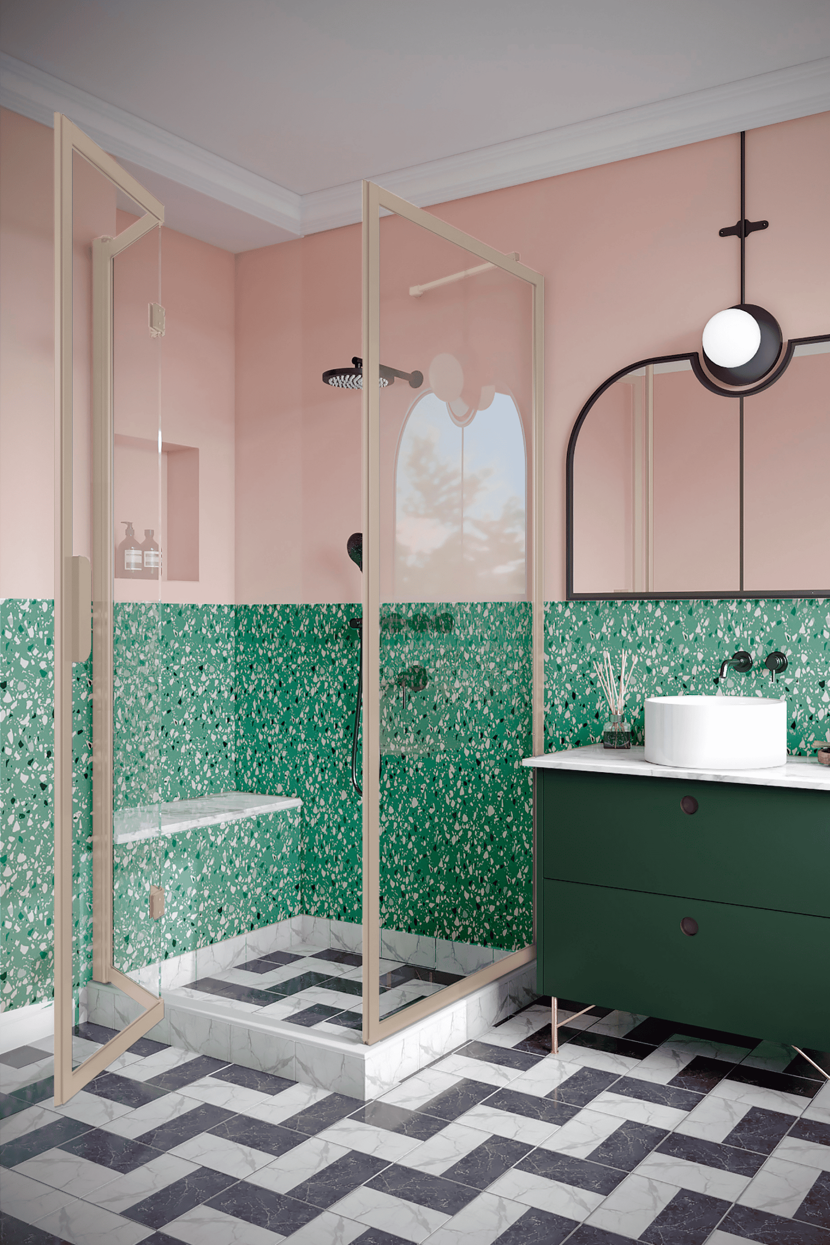 Shower enclosure Hietakari Bläk 887 New York, fixed wall + folding door – 5