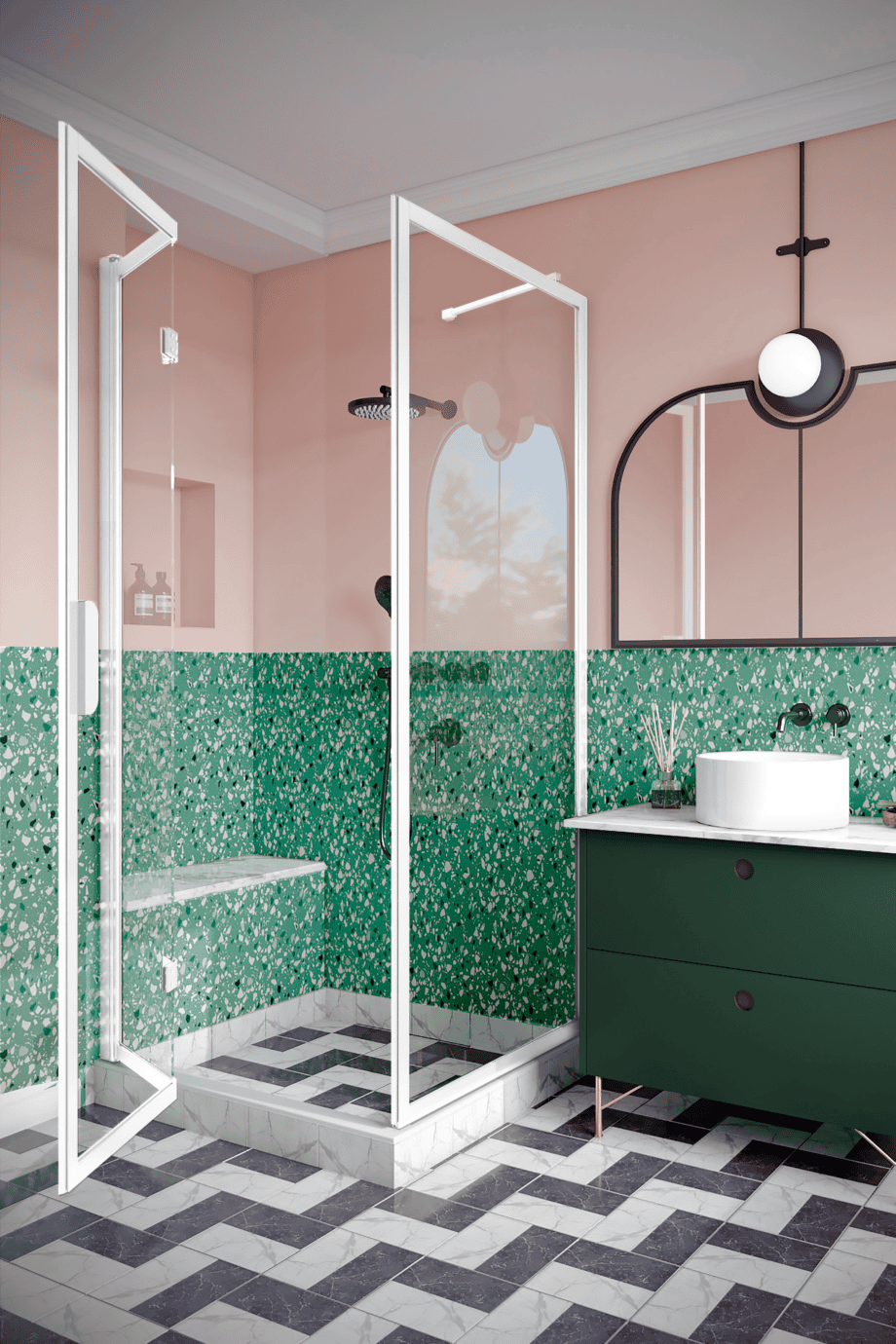 Shower enclosure Hietakari Bläk 887 New York, white frame, bronze tinted glass Shower enclosure Hietakari Bläk 887 New York, white frame, bronze tinted glass