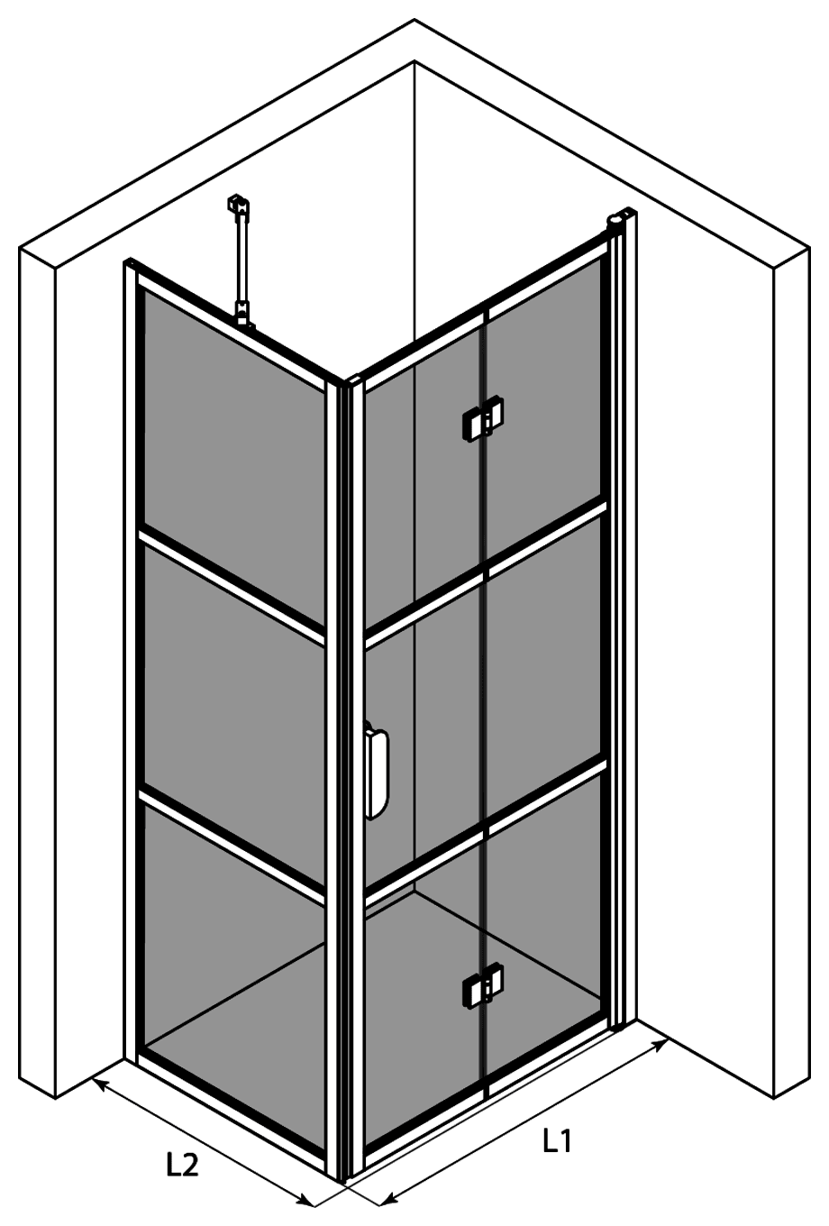 Shower enclosure Hietakari Bläk 888 Tokyo, fixed wall + folding door – 3