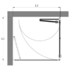 Shower enclosure Hietakari Bläk 888 Tokyo – dimension drawing Shower enclosure Hietakari Bläk 888 Tokyo, fixed wall + folding door – 2