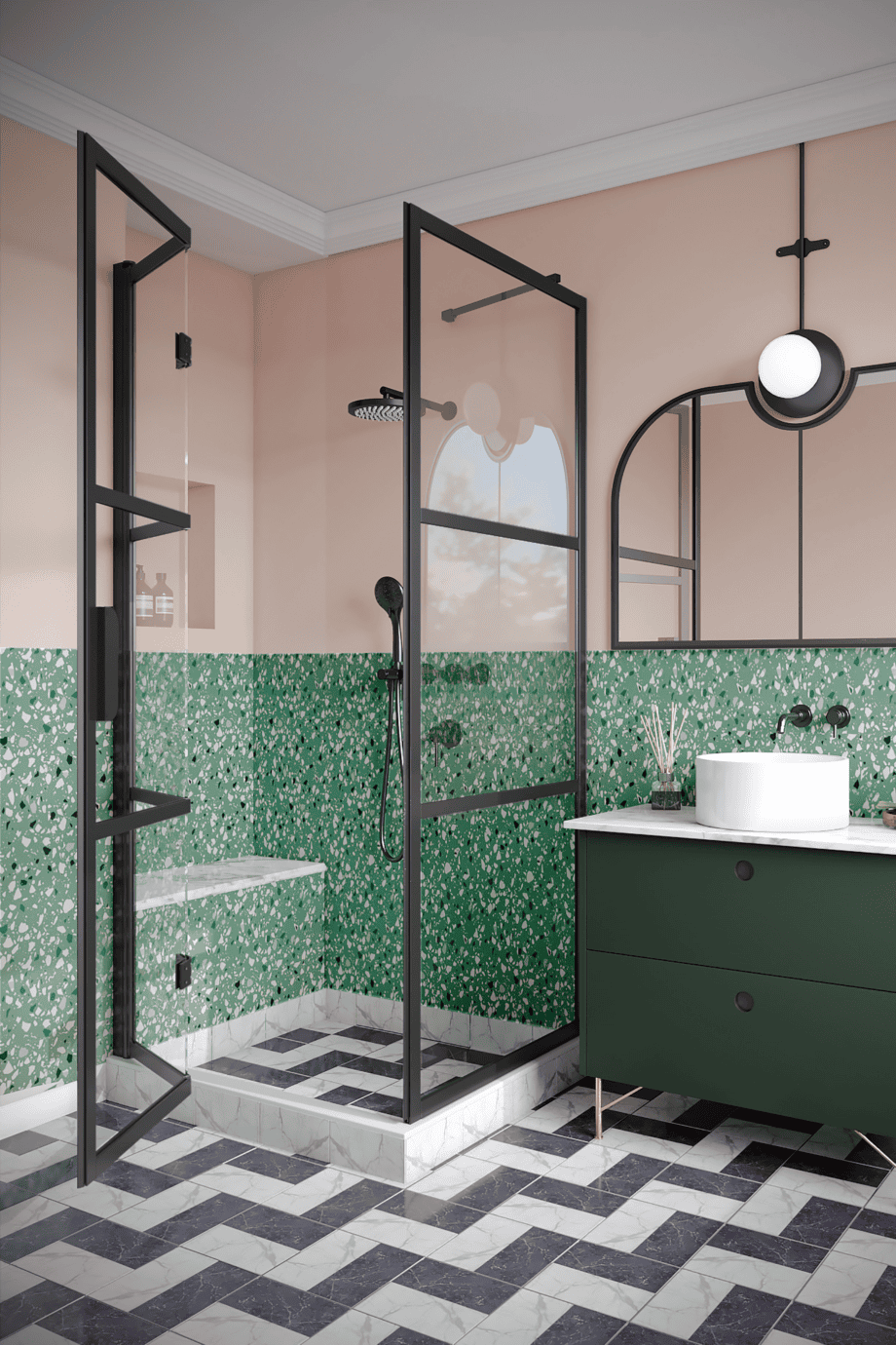 Shower enclosure Hietakari Bläk 888 Tokyo, black frame, grey tinted glass Shower enclosure Hietakari Bläk 888 Tokyo, black frame, grey tinted glass