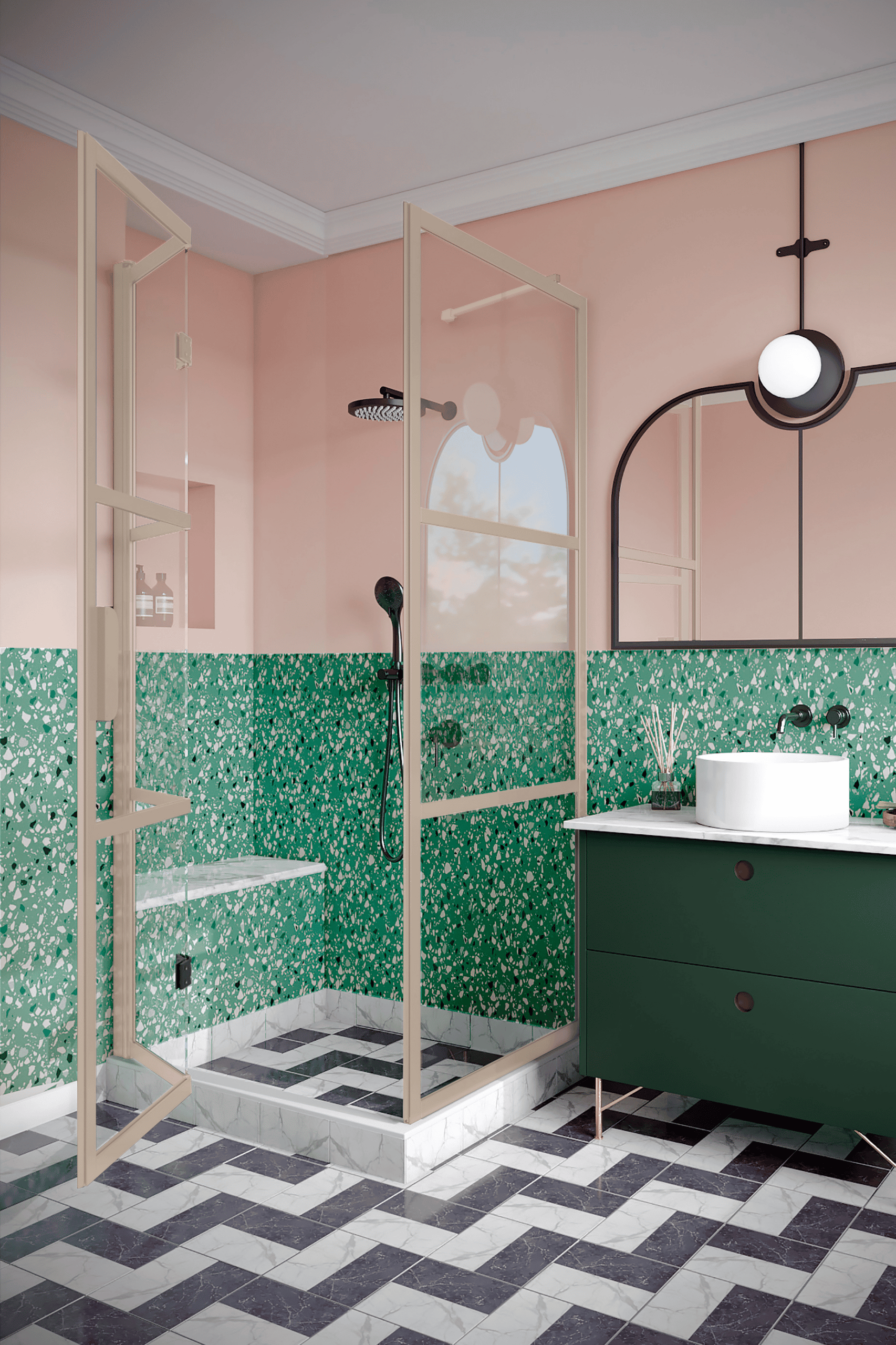 Shower enclosure Hietakari Bläk 888 Tokyo, fixed wall + folding door – 5