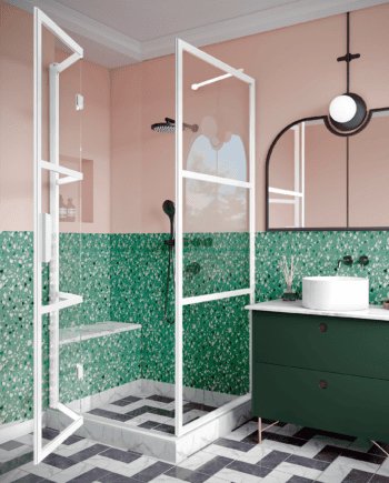 Shower enclosure Hietakari Bläk 888 Tokyo, fixed wall + folding door