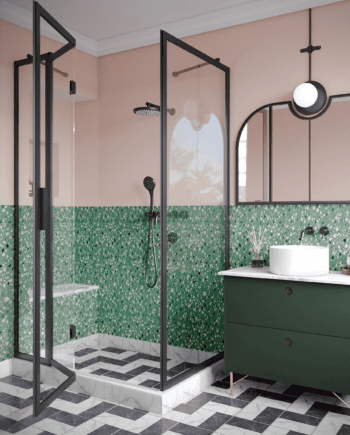 Shower enclosure Hietakari Bläk 890 New York, fixed wall + folding door with fixed part
