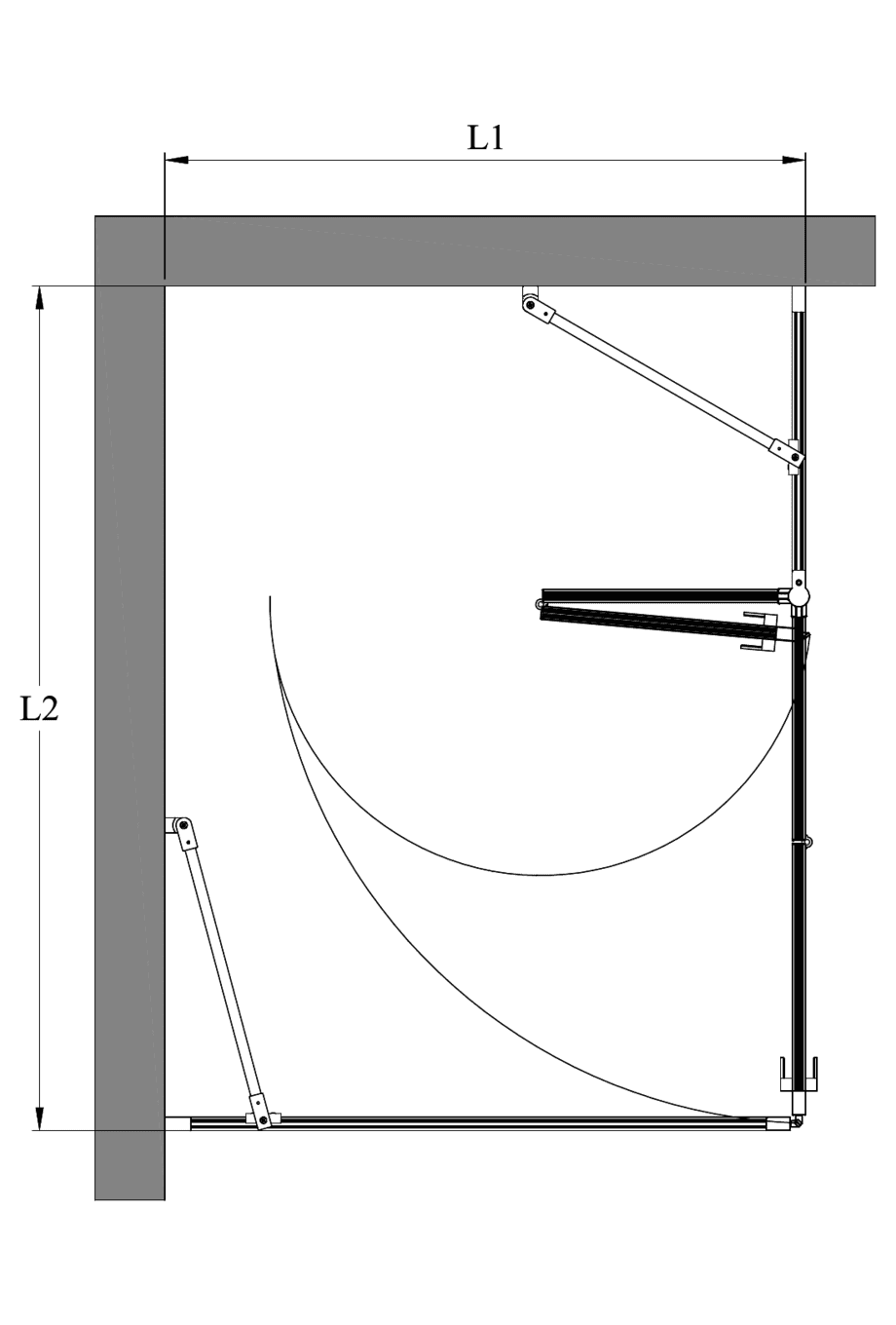Shower enclosure Hietakari Bläk 891 Tokyo, fixed wall + folding door with fixed part – 2