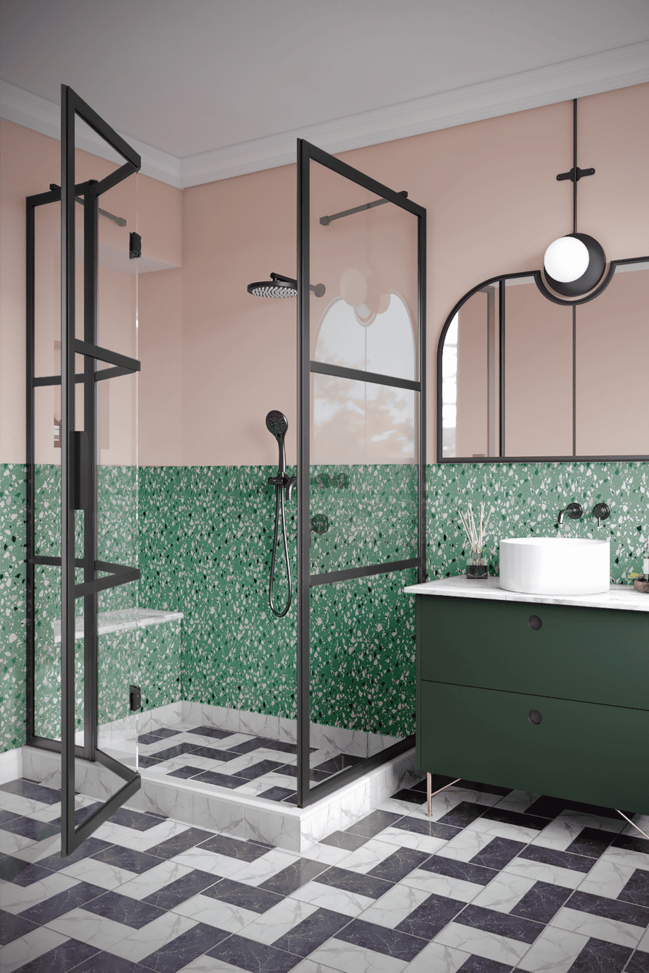Shower enclosure Hietakari Bläk 891 Tokyo, black frame, grey tinted glass Shower enclosure Hietakari Bläk 891 Tokyo, black frame, grey tinted glass