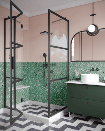 Shower enclosure Hietakari Bläk 891 Tokyo, fixed wall + folding door with fixed part