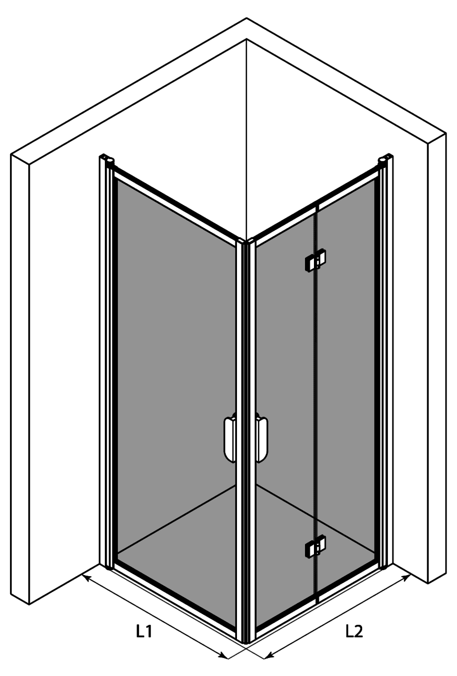 Shower enclosure Hietakari Bläk 893 New York, hinged door + folding door – 3