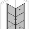 Shower enclosure Hietakari Bläk 894 Tokyo – 3D drawing Shower enclosure Hietakari Bläk 894 Tokyo, hinged door + folding door – 3
