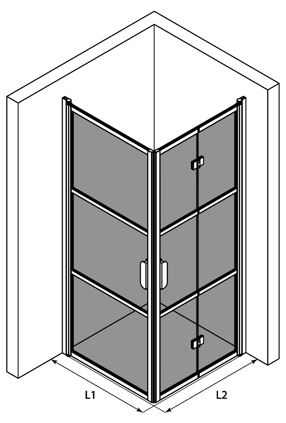 Shower enclosure Hietakari Bläk 894 Tokyo, hinged door + folding door – 3
