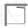 Shower enclosure Hietakari Bläk 894 Tokyo – dimension drawing Shower enclosure Hietakari Bläk 894 Tokyo – dimension drawing