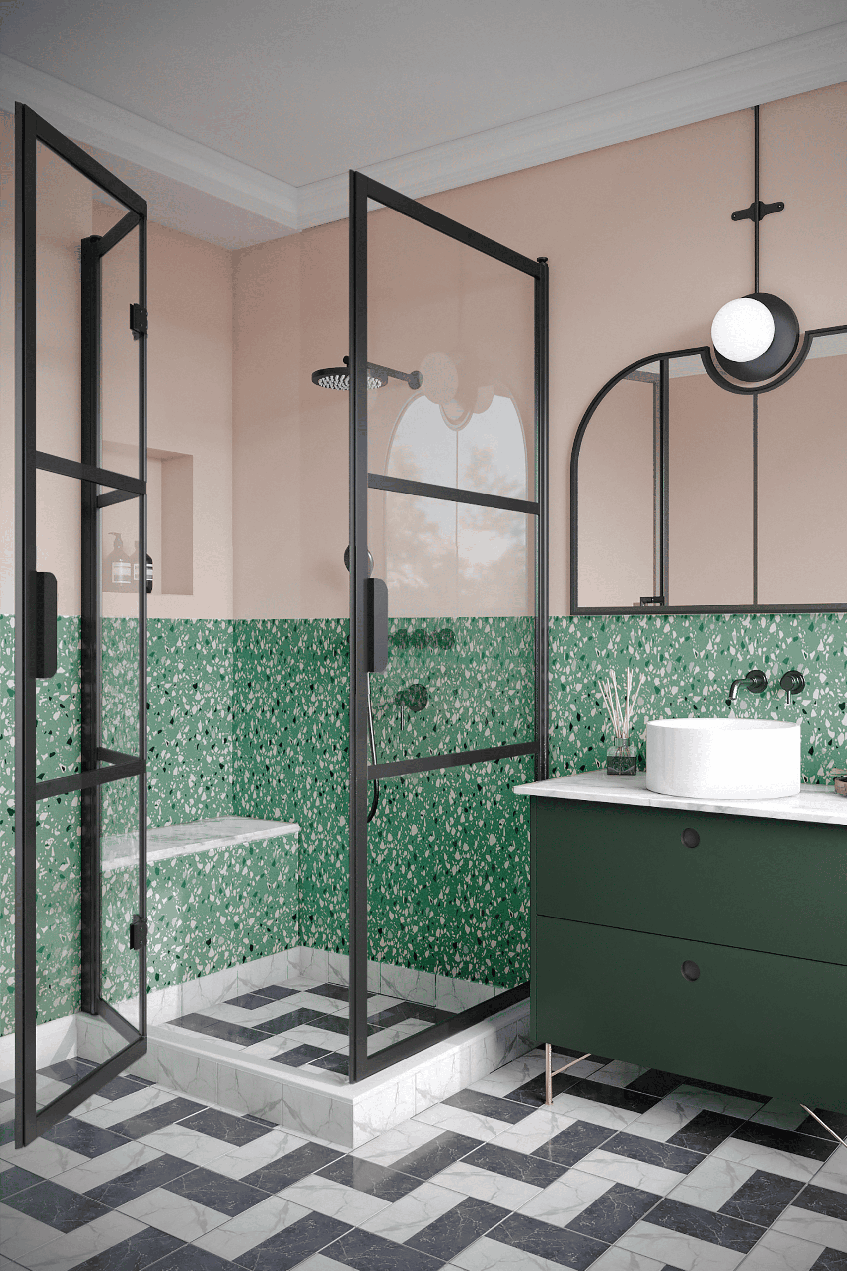 Shower enclosure Hietakari Bläk 894 Tokyo, hinged door + folding door – 5