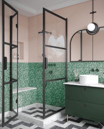 Shower enclosure Hietakari Bläk 894 Tokyo, hinged door + folding door