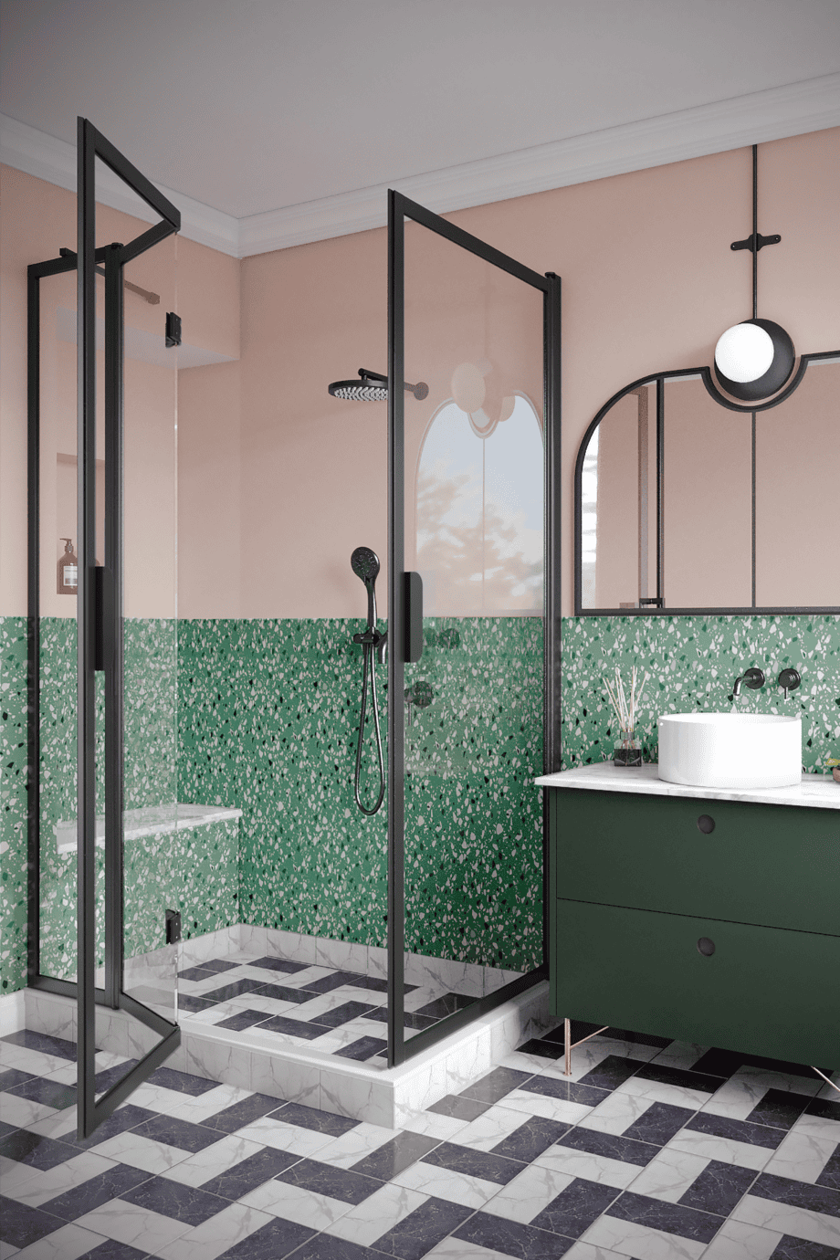 Shower enclosure Hietakari Bläk 896 New York, black frame, reeded glass Shower enclosure Hietakari Bläk 896 New York, black frame, reeded glass