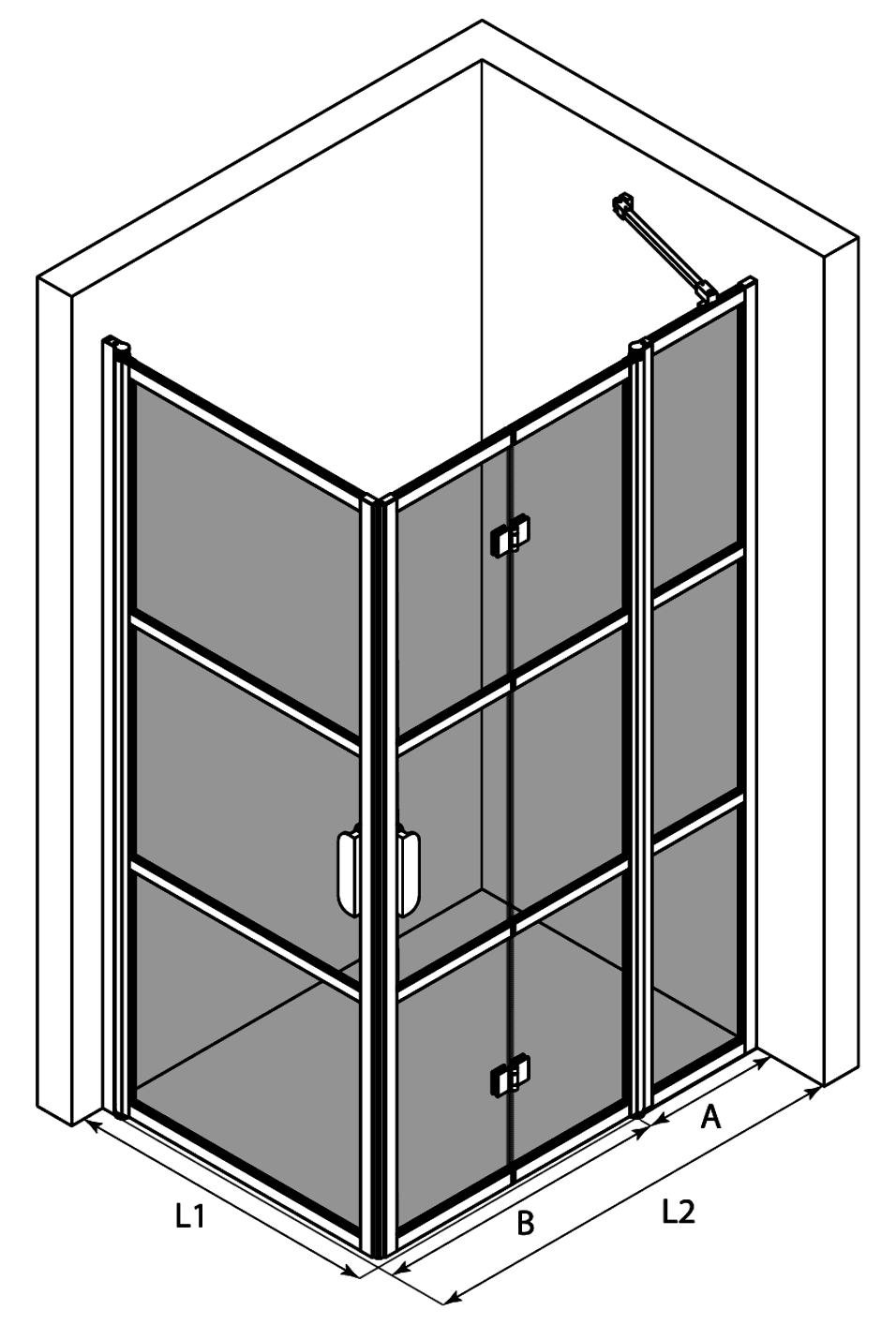 Shower enclosure Hietakari Bläk 897 Tokyo, hinged door + folding door with fixed part – 3