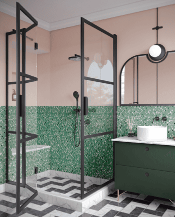 Shower enclosure Hietakari Bläk 897 Tokyo, hinged door + folding door with fixed part