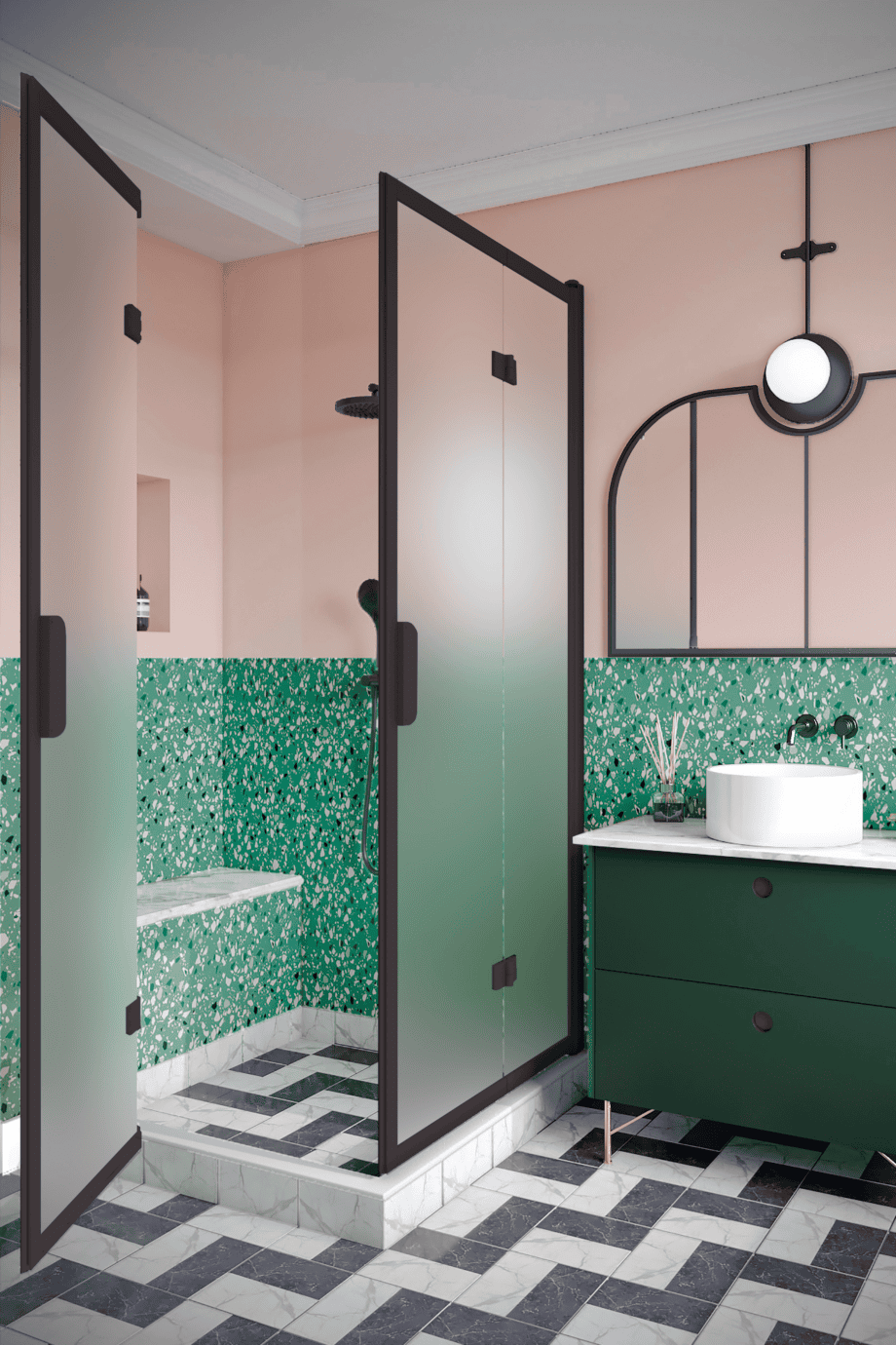 Shower enclosure Hietakari Bläk 899 New York, Cocoa frame, satin frosted glass Shower enclosure Hietakari Bläk 899 New York, Cocoa frame, satin frosted glass