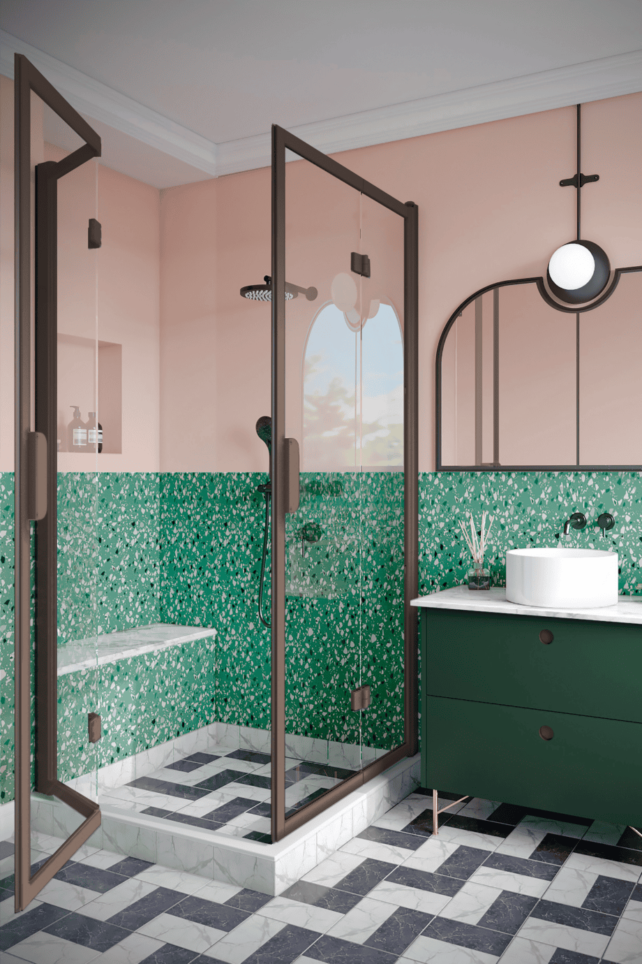 Shower enclosure Hietakari Bläk 899 New York, Mocha frame, clear glass Shower enclosure Hietakari Bläk 899 New York, folding door + folding door – 6