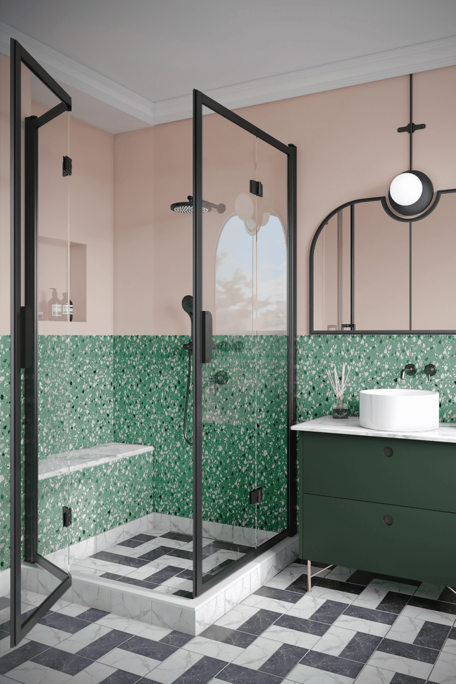 Shower enclosure Hietakari Bläk 899 New York, black frame, bronze tinted glass Shower enclosure Hietakari Bläk 899 New York, black frame, bronze tinted glass