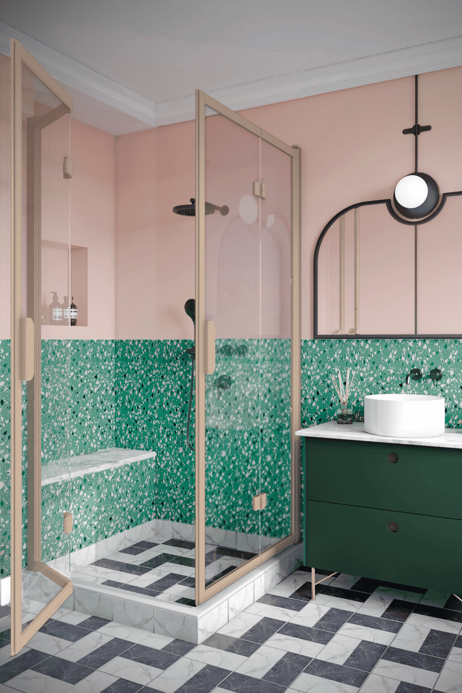 Shower enclosure Hietakari Bläk 899 New York, Sand frame, bronze tinted glass Shower enclosure Hietakari Bläk 899 New York, Sand frame, bronze tinted glass