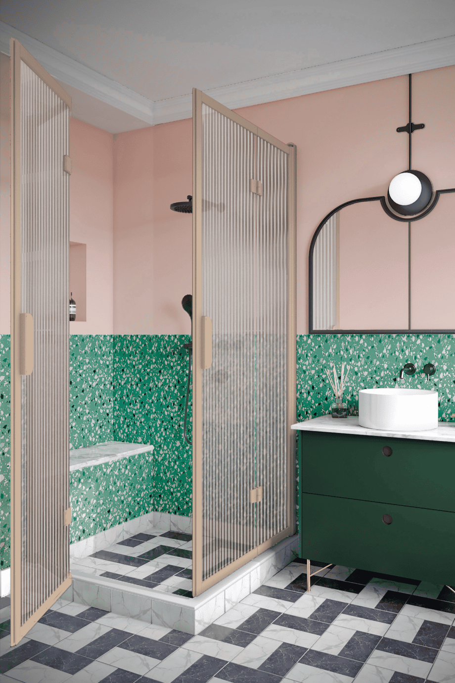 Shower enclosure Hietakari Bläk 899 New York, Sand frame, reeded glass Shower enclosure Hietakari Bläk 899 New York, Sand frame, reeded glass