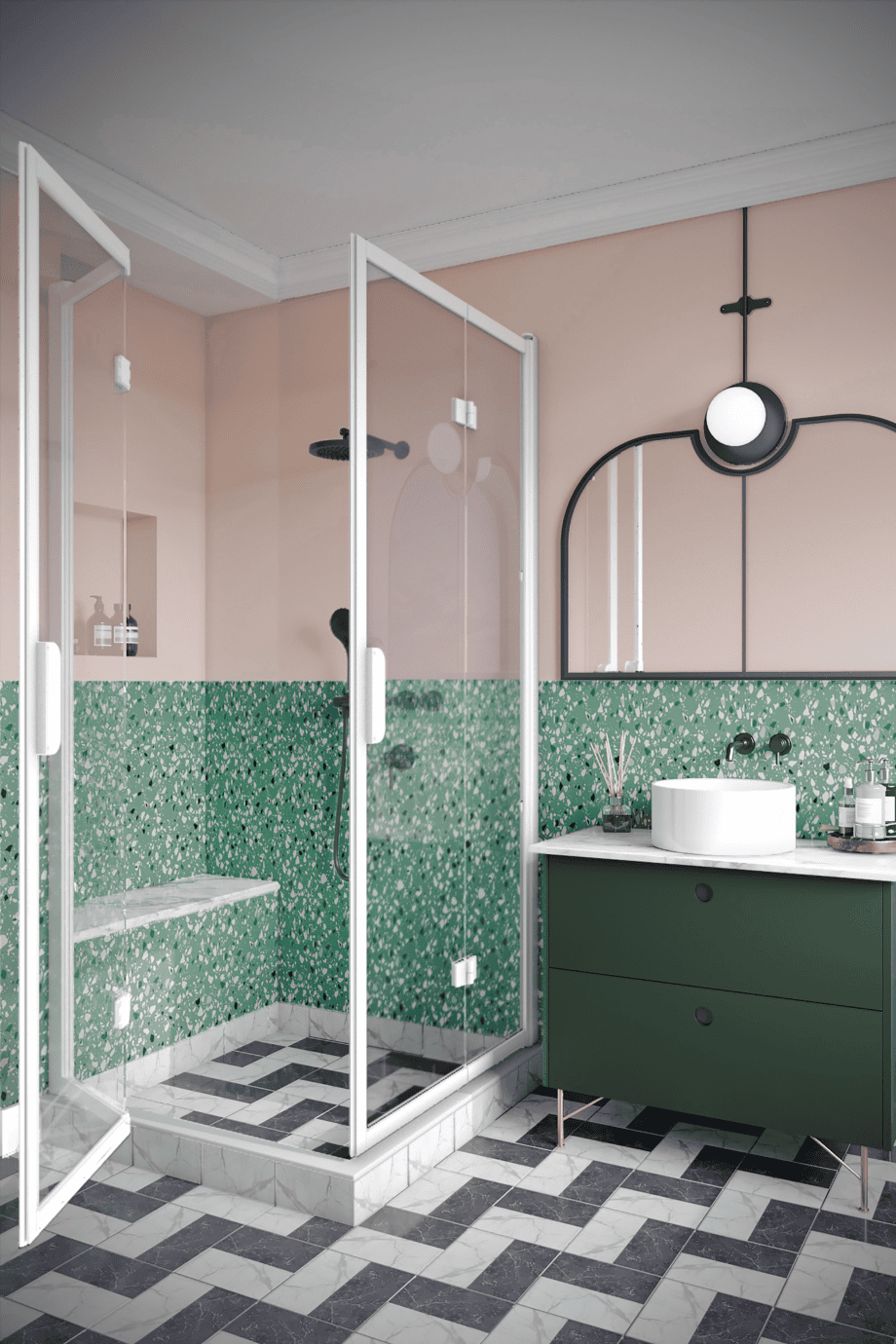 Shower enclosure Hietakari Bläk 899 New York, white frame, clear glass Shower enclosure Hietakari Bläk 899 New York, folding door + folding door