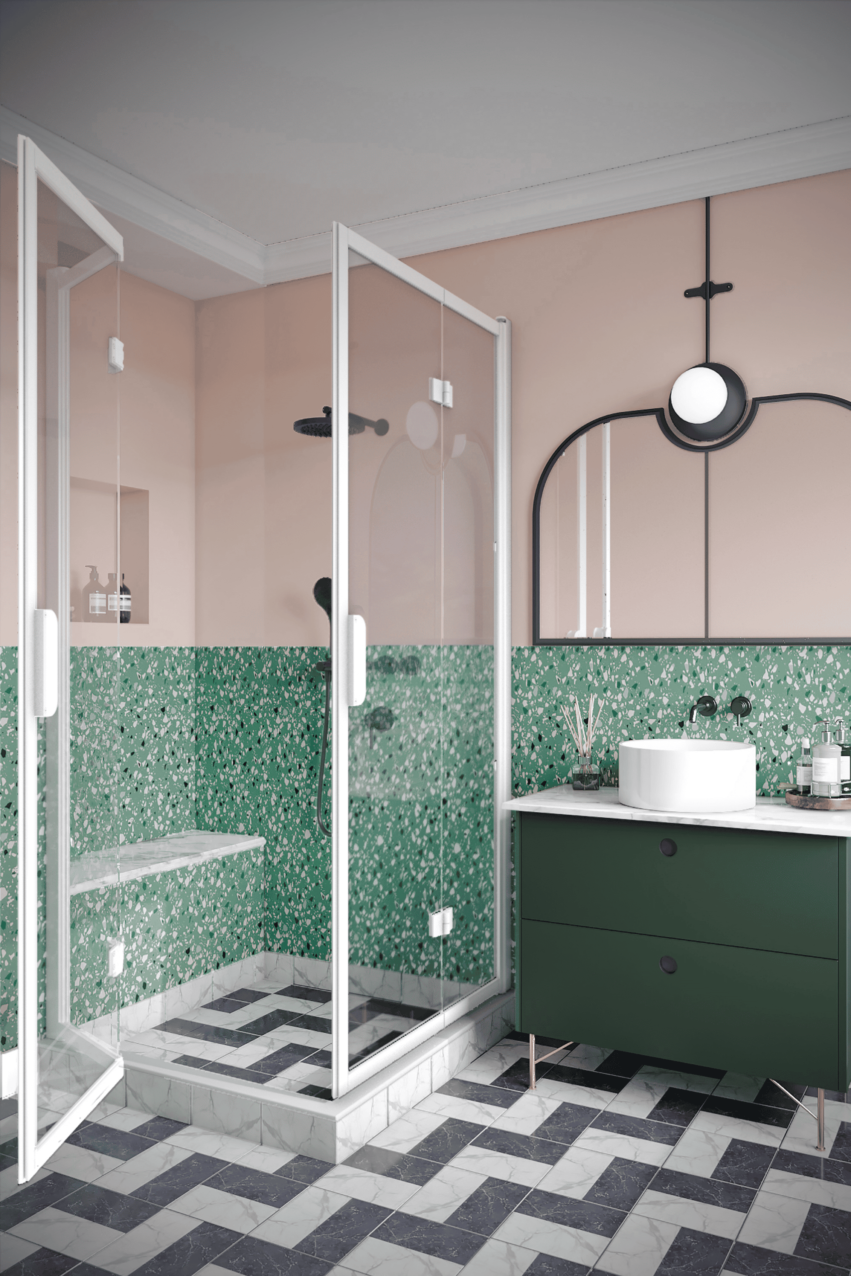 Shower enclosure Hietakari Bläk 899 New York, folding door + folding door