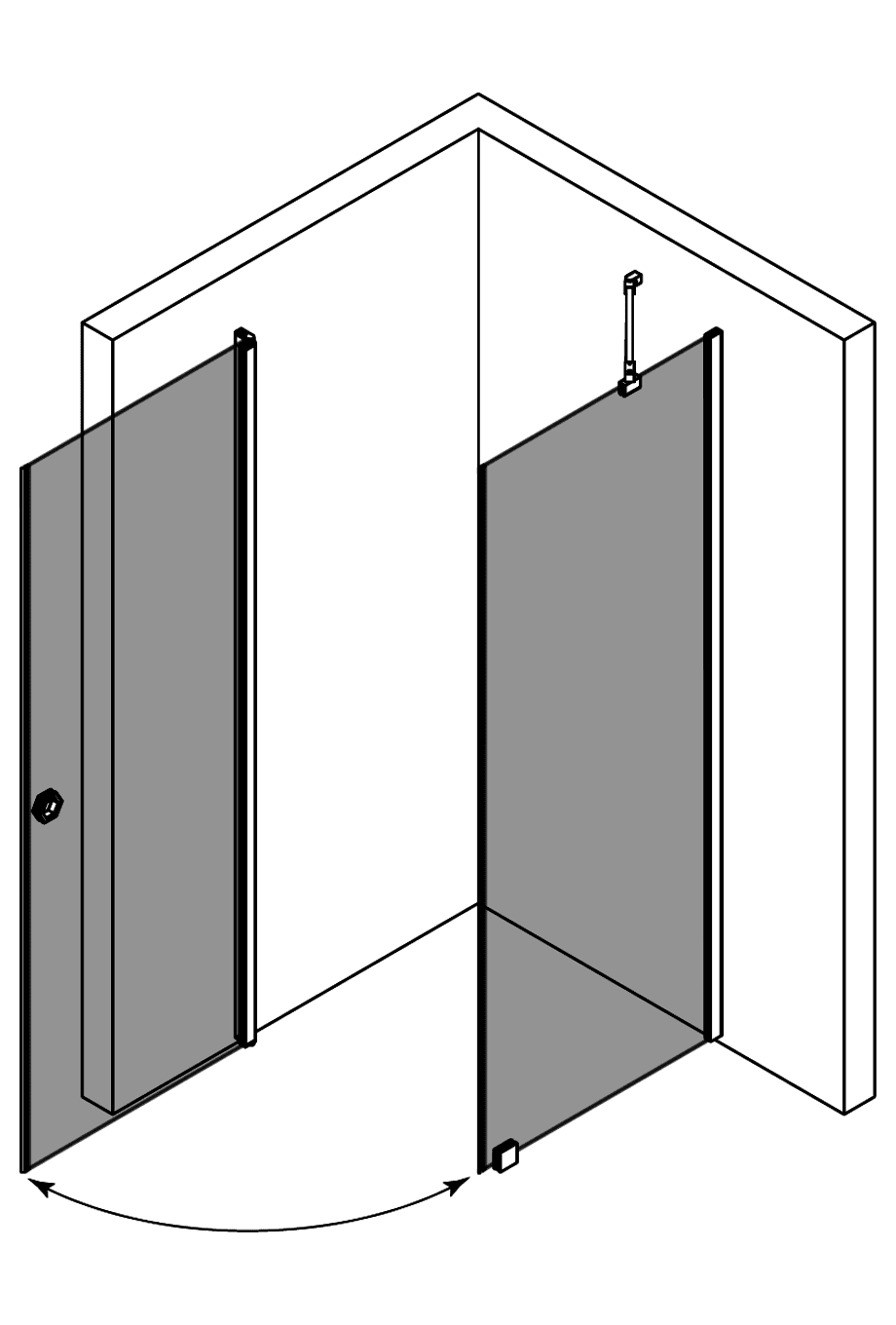 Shower enclosure Hietakari Forma 368, fixed wall + hinged door – 4