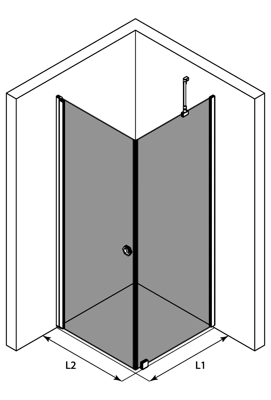 Shower enclosure Hietakari Forma 368, fixed wall + hinged door – 3