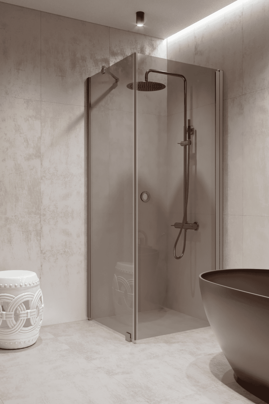 Shower enclosure Hietakari Forma 368, aluminium frame, grey tinted glass Shower enclosure Hietakari Forma 368, aluminium frame, grey tinted glass