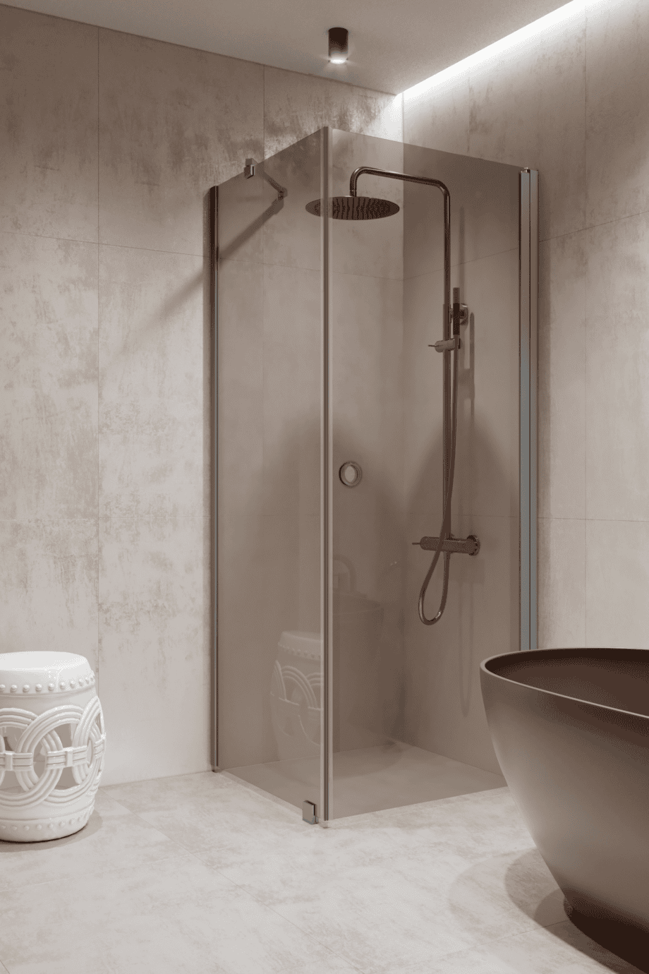 Shower enclosure Hietakari Forma 368, aluminium frame, bronze tinted glass Shower enclosure Hietakari Forma 368, aluminium frame, bronze tinted glass