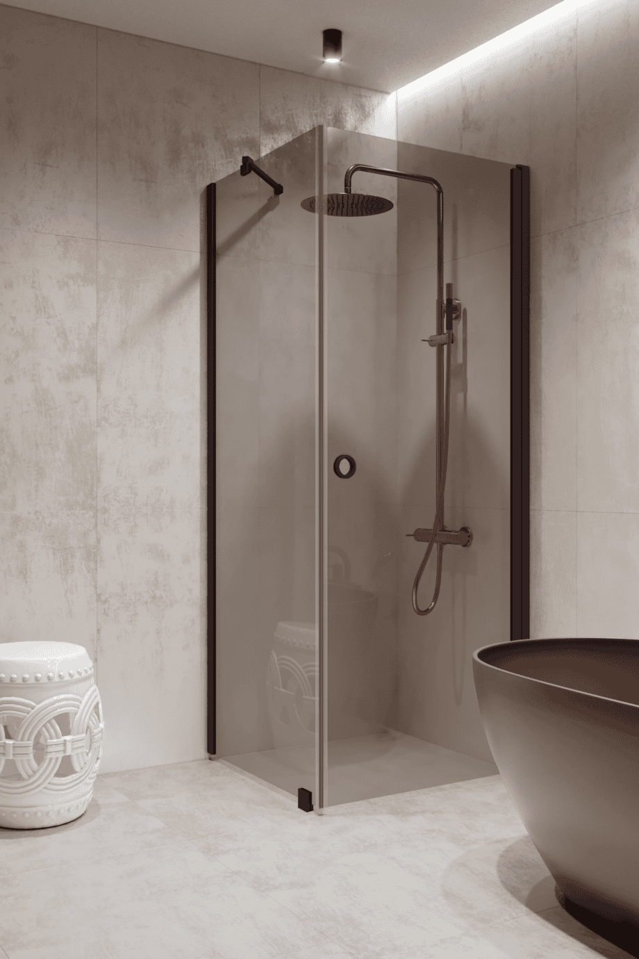 Shower enclosure Hietakari Forma 368, Cocoa frame, grey tinted glass Shower enclosure Hietakari Forma 368, Cocoa frame, grey tinted glass