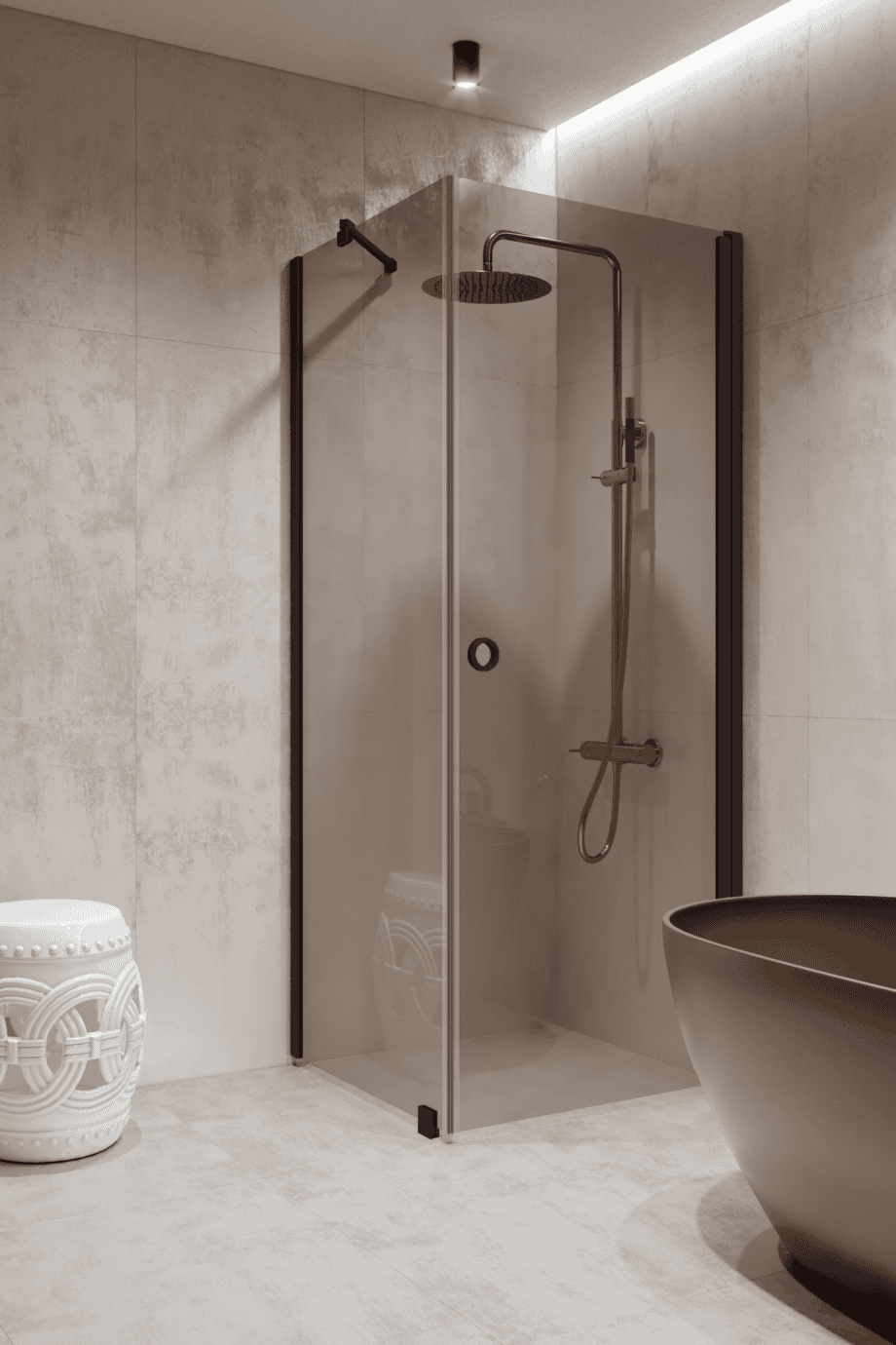 Shower enclosure Hietakari Forma 368, Cocoa frame, bronze tinted glass Shower enclosure Hietakari Forma 368, Cocoa frame, bronze tinted glass