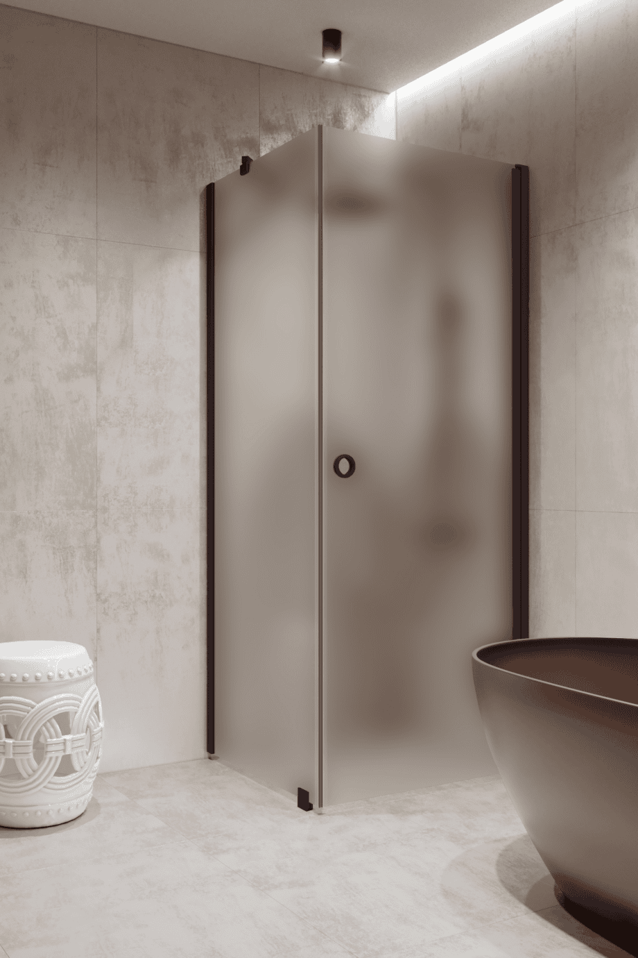 Shower enclosure Hietakari Forma 368, Cocoa frame, satin frosted glass Shower enclosure Hietakari Forma 368, Cocoa frame, satin frosted glass
