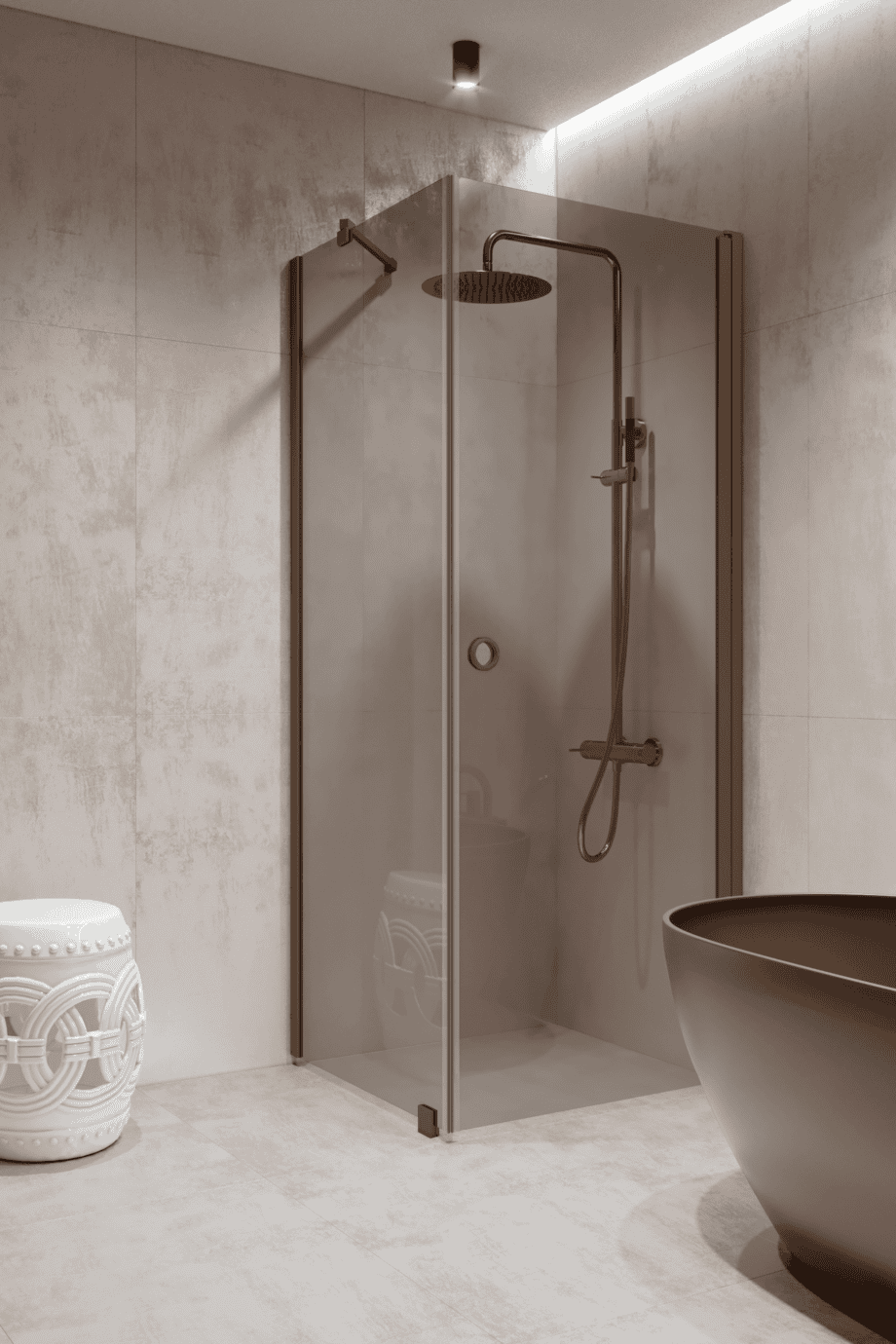 Shower enclosure Hietakari Forma 368, Mocha frame, grey tinted glass Shower enclosure Hietakari Forma 368, Mocha frame, grey tinted glass