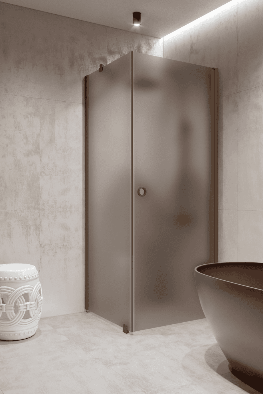 Shower enclosure Hietakari Forma 368, Mocha frame, grey satin glass Shower enclosure Hietakari Forma 368, Mocha frame, grey satin glass